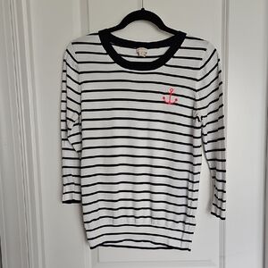 J. Crew Navy and White Striped Crewneck Sweater